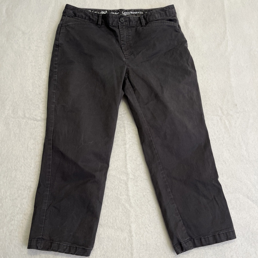 Eddie Bauer Women's Capri Stretch Mid Rise Size 12 Curvy Crop Charcoal